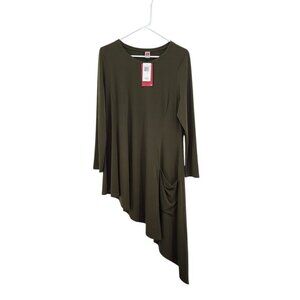 IC By Connie k Women's Asymmetrical Front Pocket Tunic Top Olive Sz Large